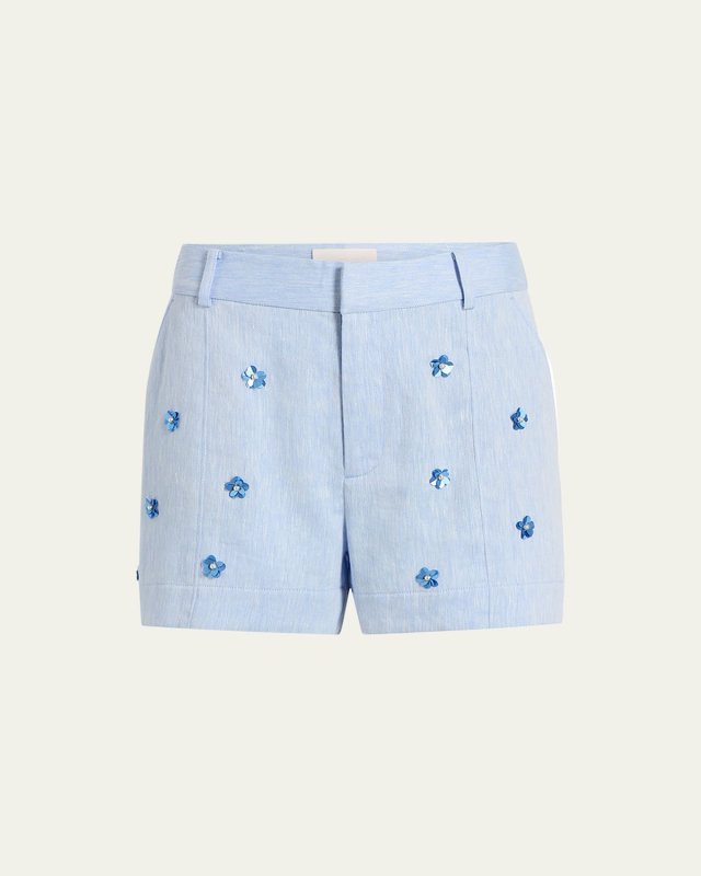 Tora Embellished Linen Suiting Shorts